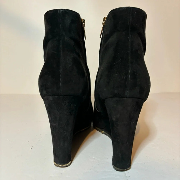 Salvatore Ferragamo Womens Boutique Black Suede High Wedge Ankle Bootie Size 9 B - Picture 6 of 11